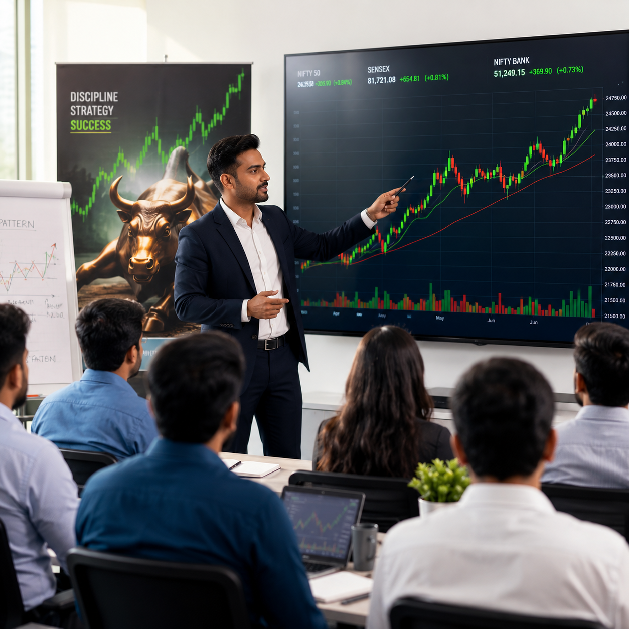 Professional trader at workstation